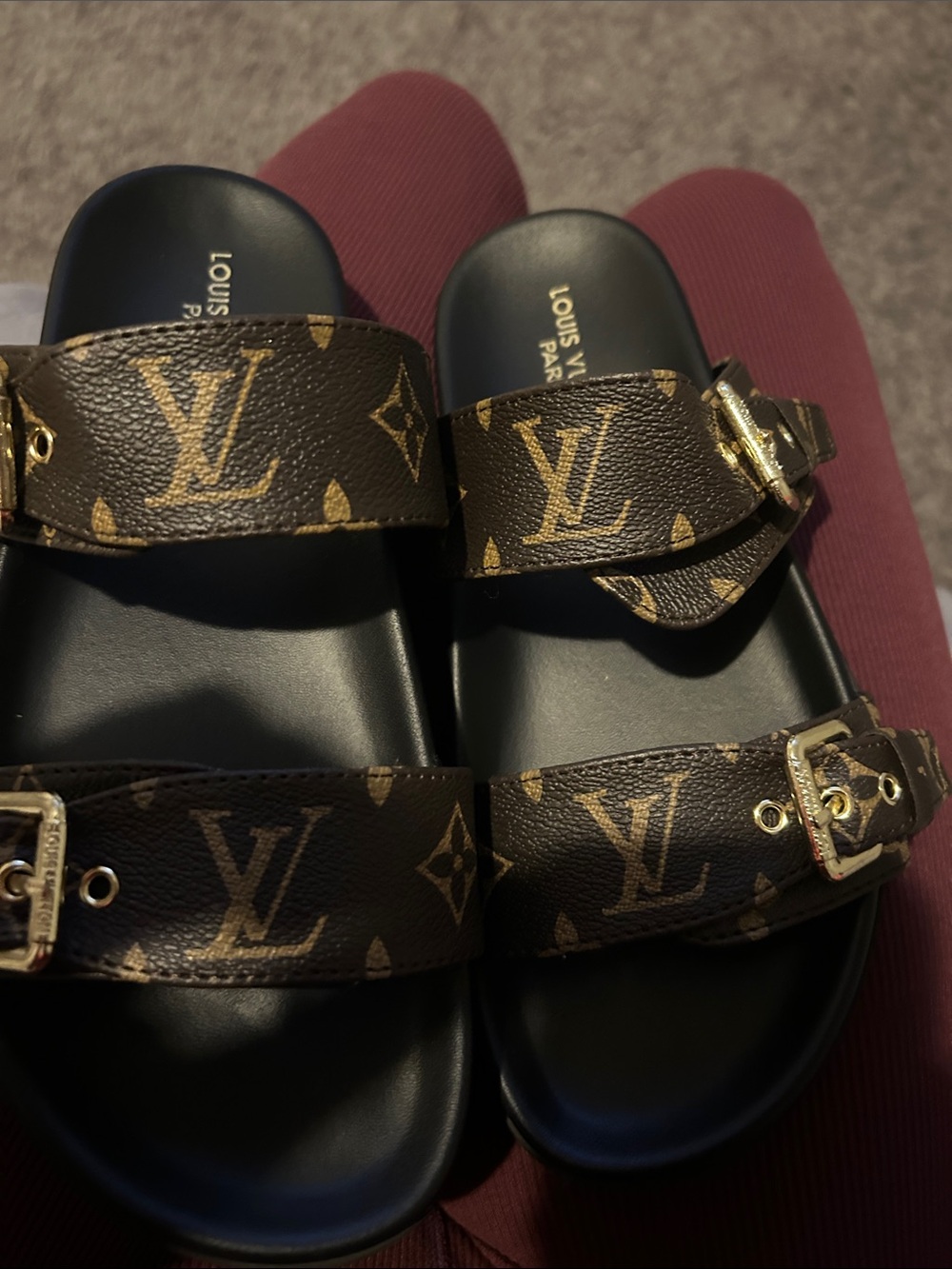 Louis Vuitton Brown Monogram Slide Sandals